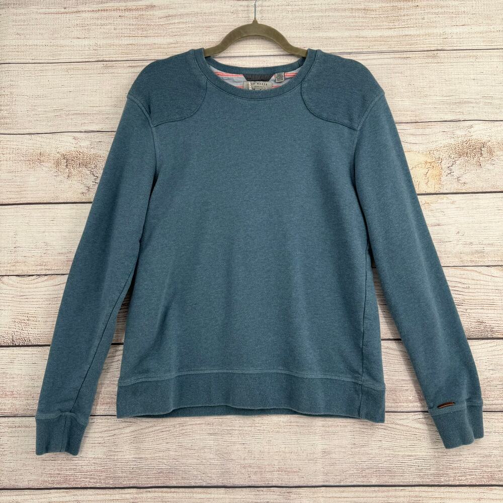 Ted Baker London Crewneck Sweatshirt Mens 4/L Blue Slim Fit Reinforced Shoulders